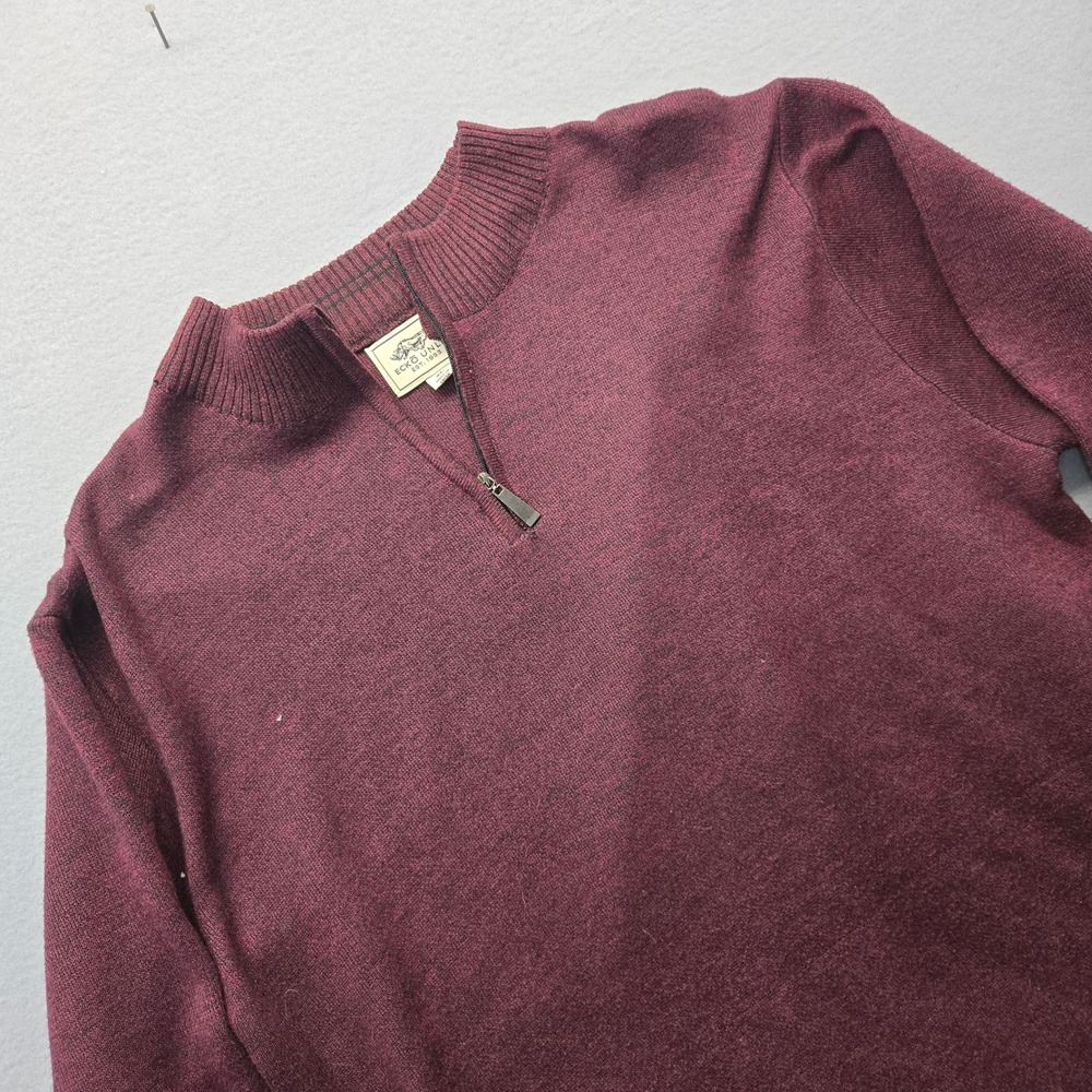 Ecko Unltd Mens XL Quarter‎ Zip Sweater Burgundy Marl Elbow Patches Pullover
